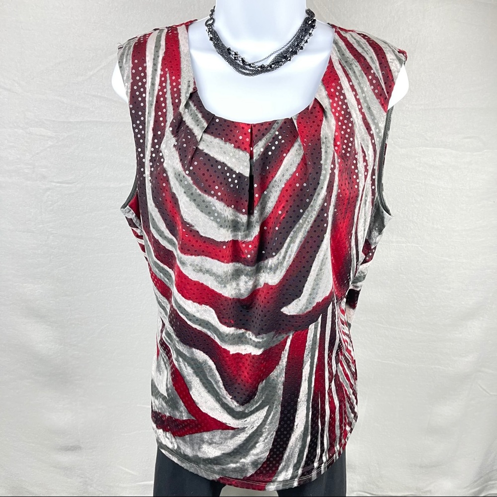 Alfani Red Grey Shimmery Tank Top